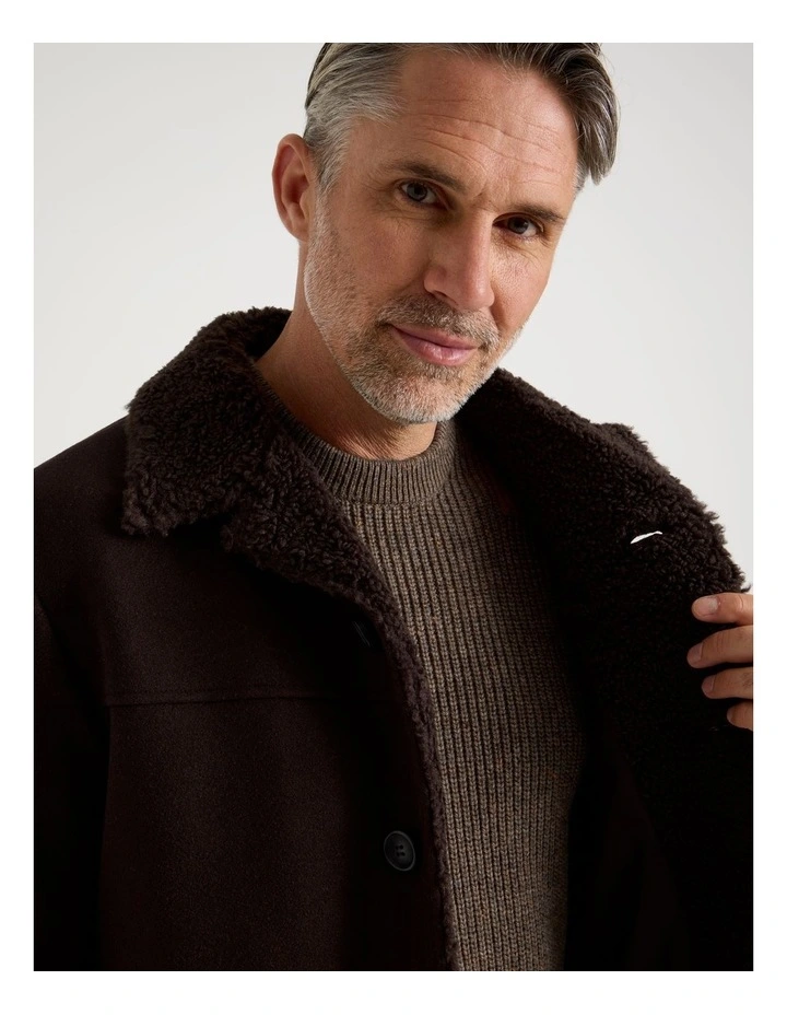 Sherling Collar Coat in Brown image 2