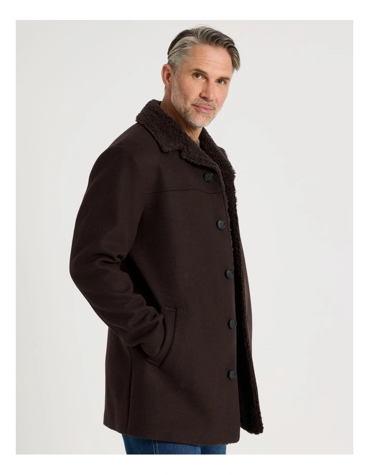 Sherling Collar Coat in Brown image 4