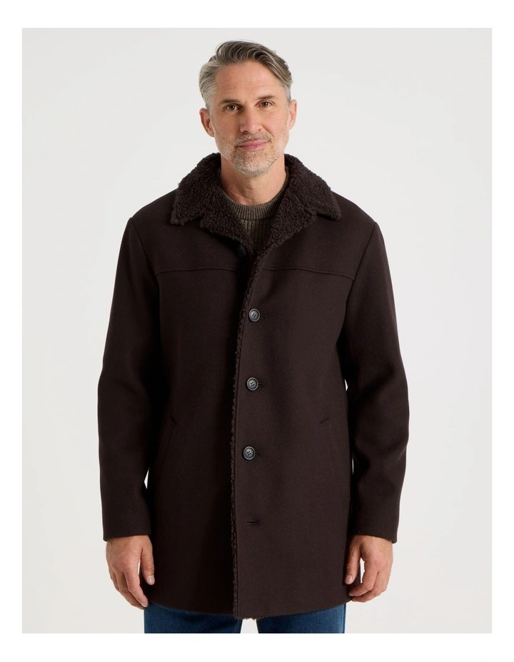 Sherling Collar Coat in Brown image 7