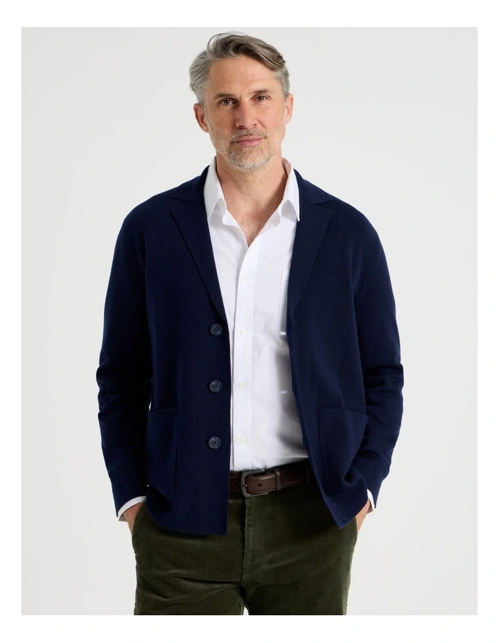 Knitted Blazer in Navy image 1