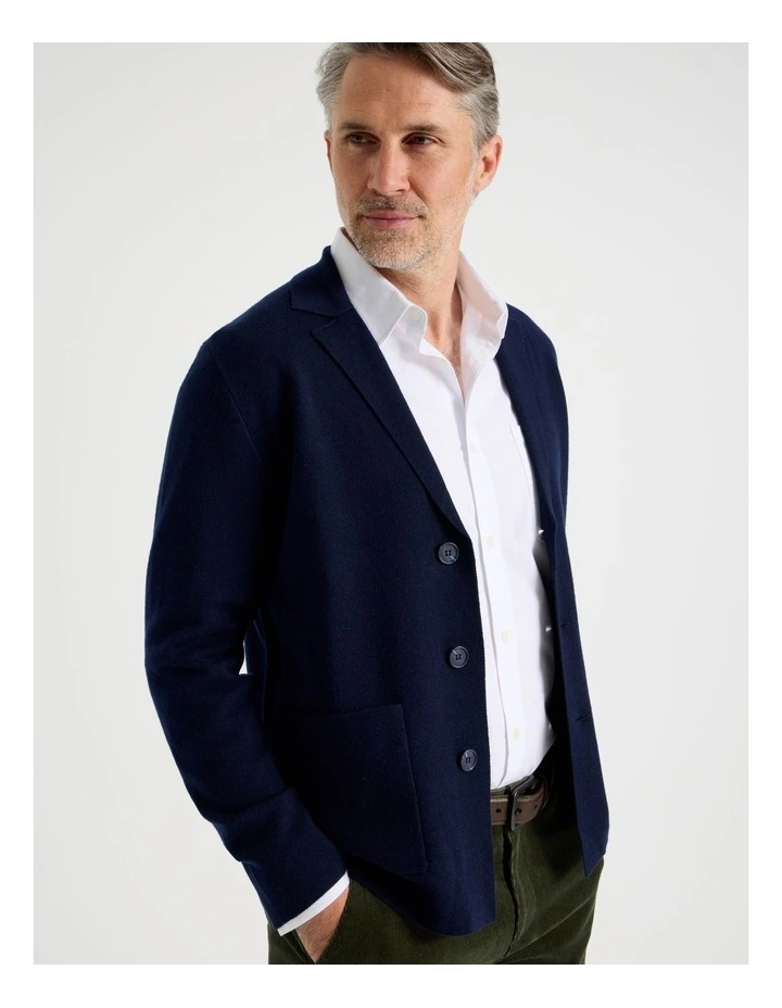 Knitted Blazer in Navy image 3