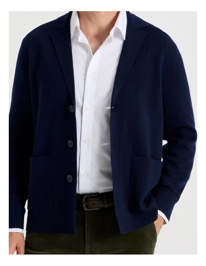 Knitted Blazer in Navy image 4