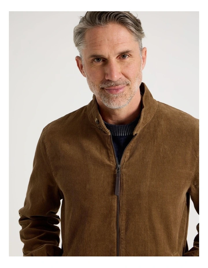 Cord Collar Jacket in Camel image 2