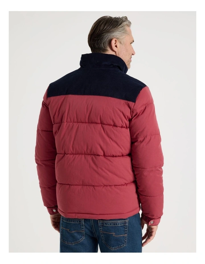 Contrast Panel Puffer Jacket in Red image 6