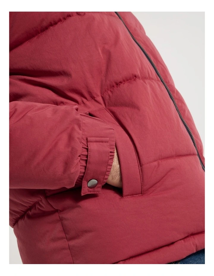 Contrast Panel Puffer Jacket in Red image 7