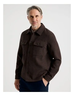 Textured Double Pocket Shacket in Navy