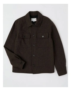 Textured Double Pocket Shacket in Navy