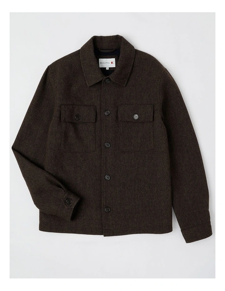 Textured Double Pocket Shacket in Navy image 1