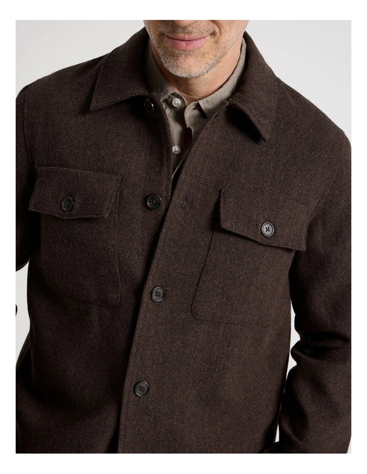 Textured Double Pocket Shacket in Navy image 2