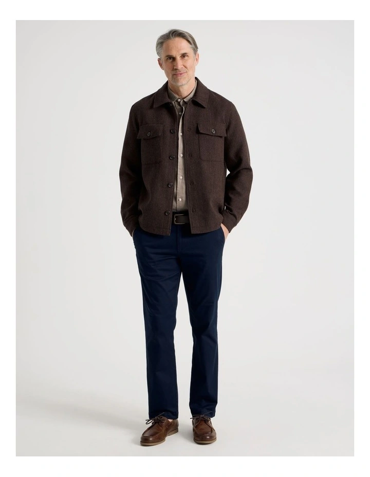 Textured Double Pocket Shacket in Navy image 3