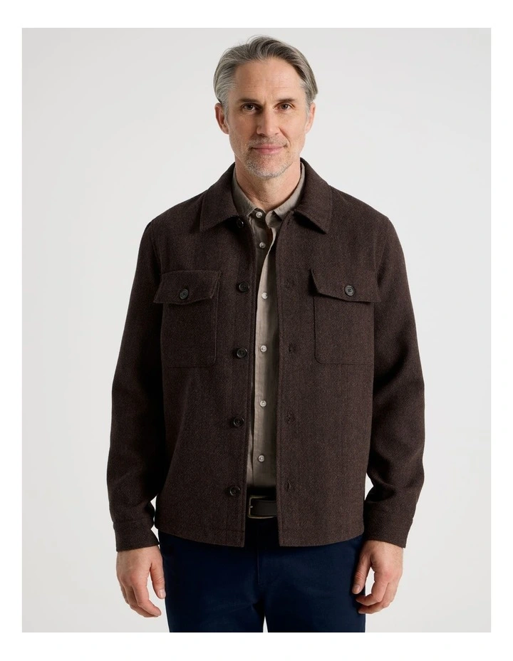 Textured Double Pocket Shacket in Navy image 4