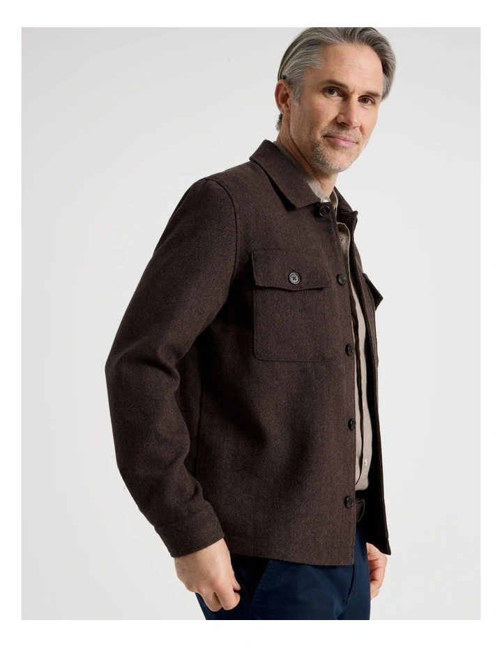 Textured Double Pocket Shacket in Navy image 5