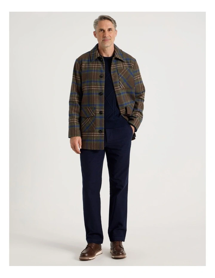 Check Coat in Khaki image 2