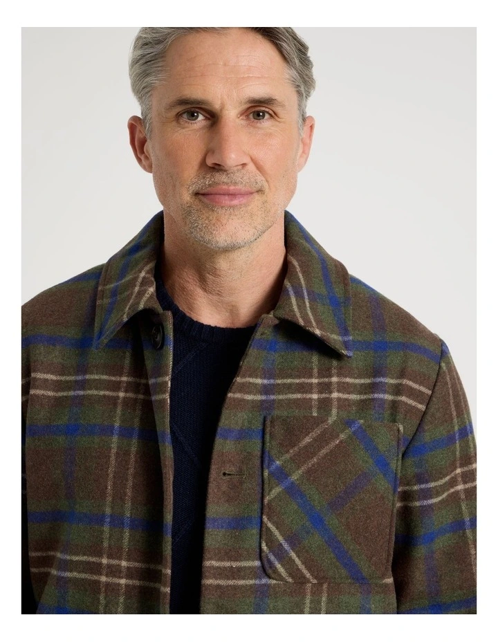 Check Coat in Khaki image 3