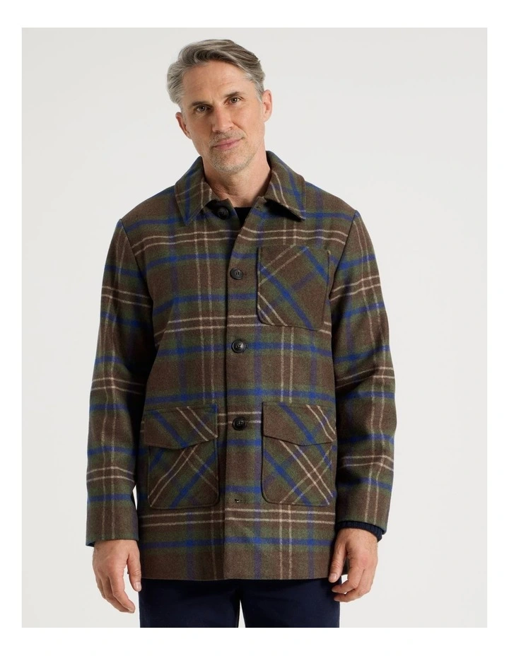 Check Coat in Khaki image 4