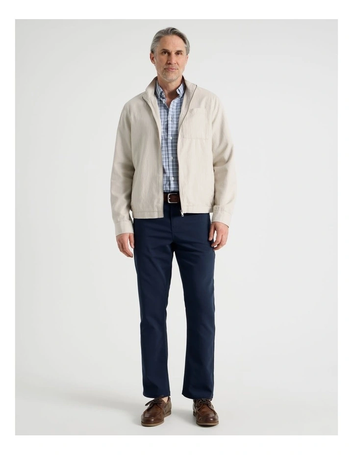 Cotton Linen Zip Up Jacket in Ecru image 4