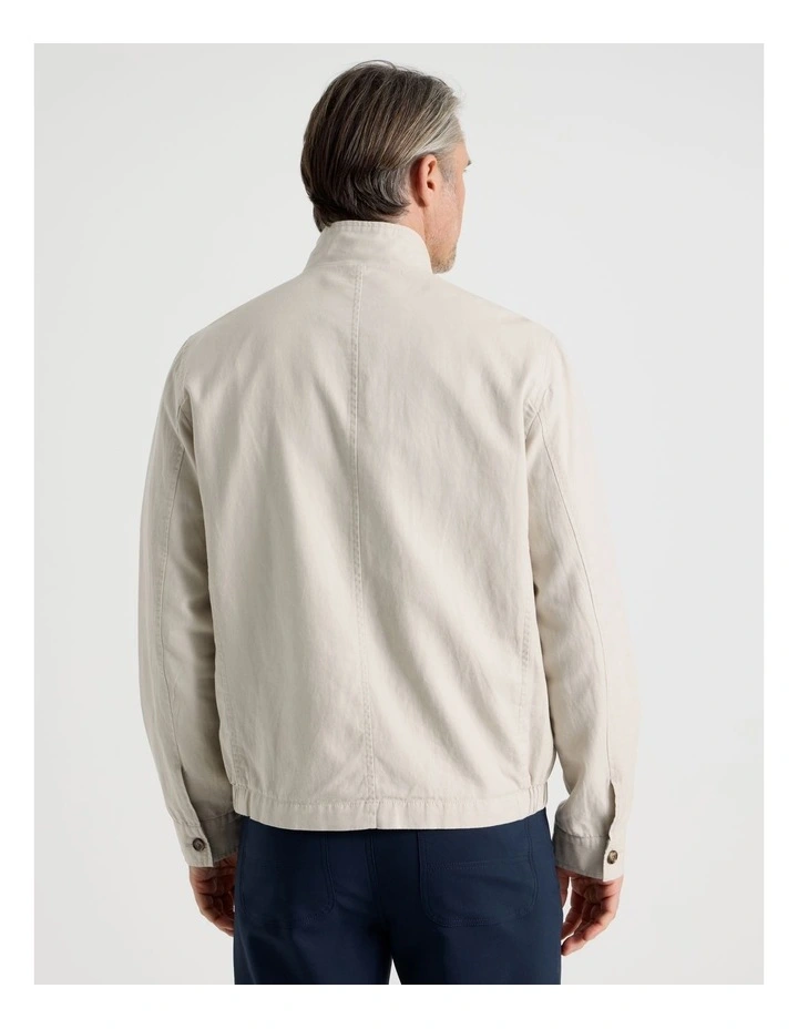 Cotton Linen Zip Up Jacket in Ecru image 6