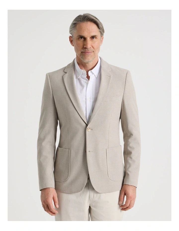Textured Blazer in Sand Check image 5