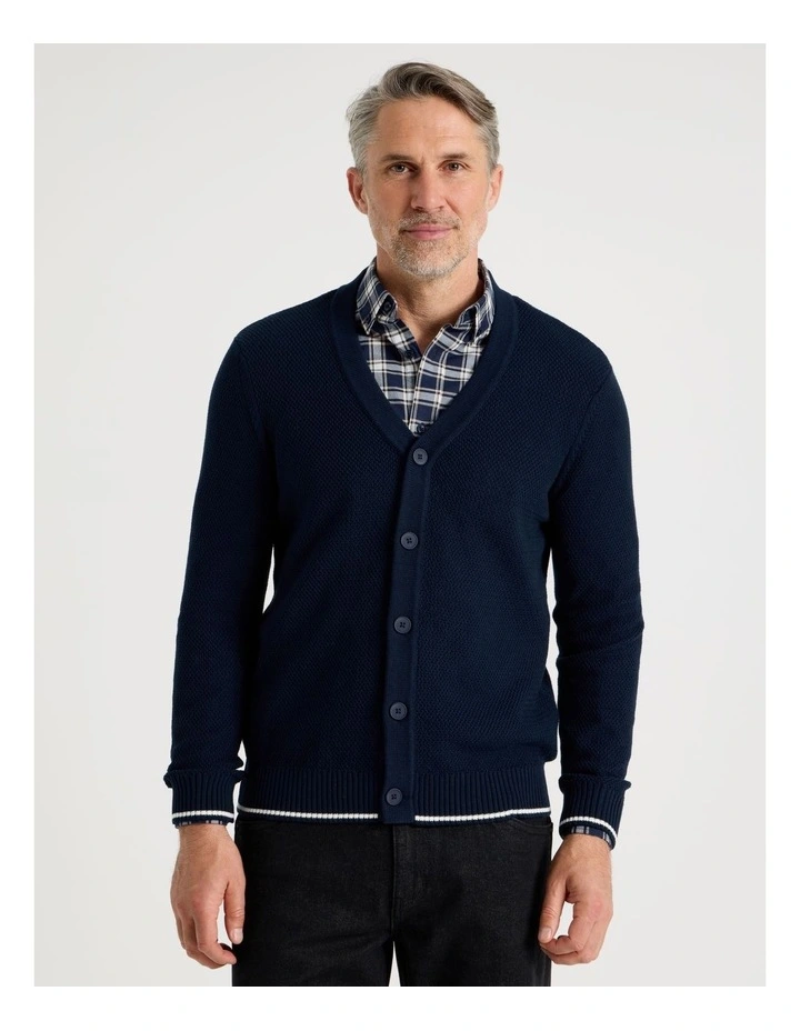 Knitted Cardigan in Navy image 3