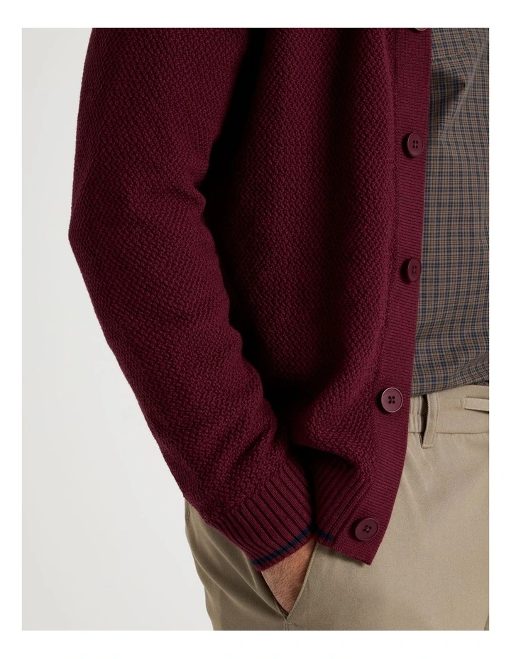 Knitted Cardigan in Burgundy image 2