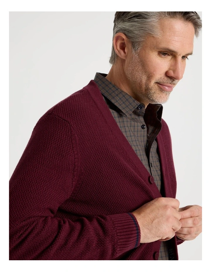 Knitted Cardigan in Burgundy image 3