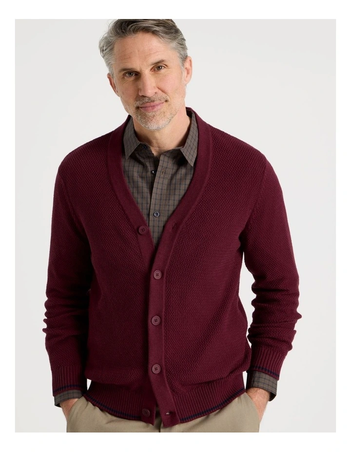 Knitted Cardigan in Burgundy image 6