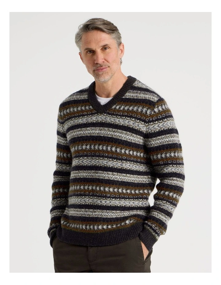 Fair Isle Sweater in Khaki image 1