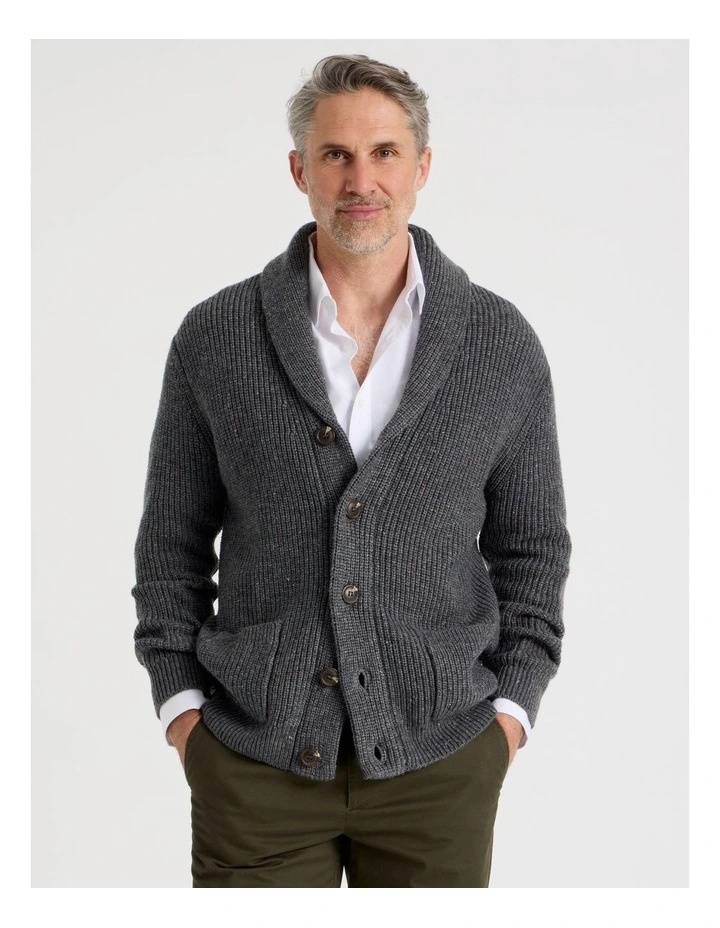 Shawl Collar Cardigan in Grey image 1