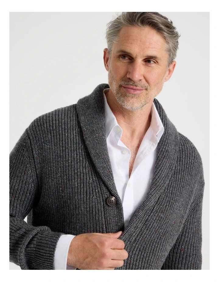 Shawl Collar Cardigan in Grey image 3