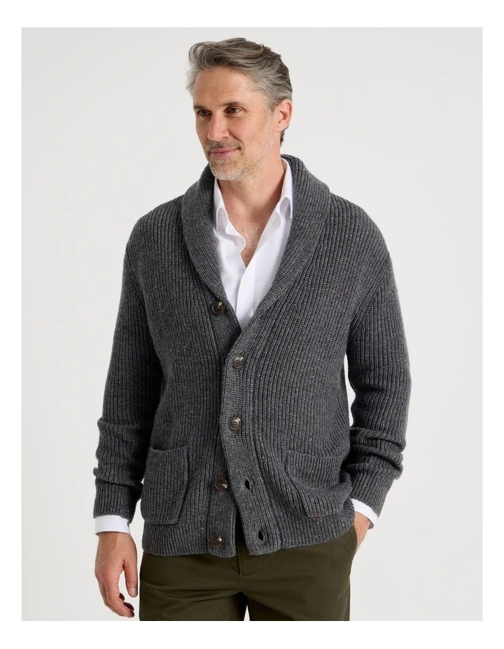 Shawl Collar Cardigan in Grey image 4