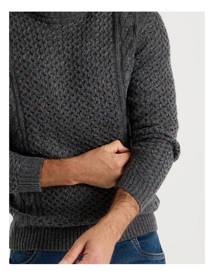 Roll Neck Cable Sweater in Grey image 4