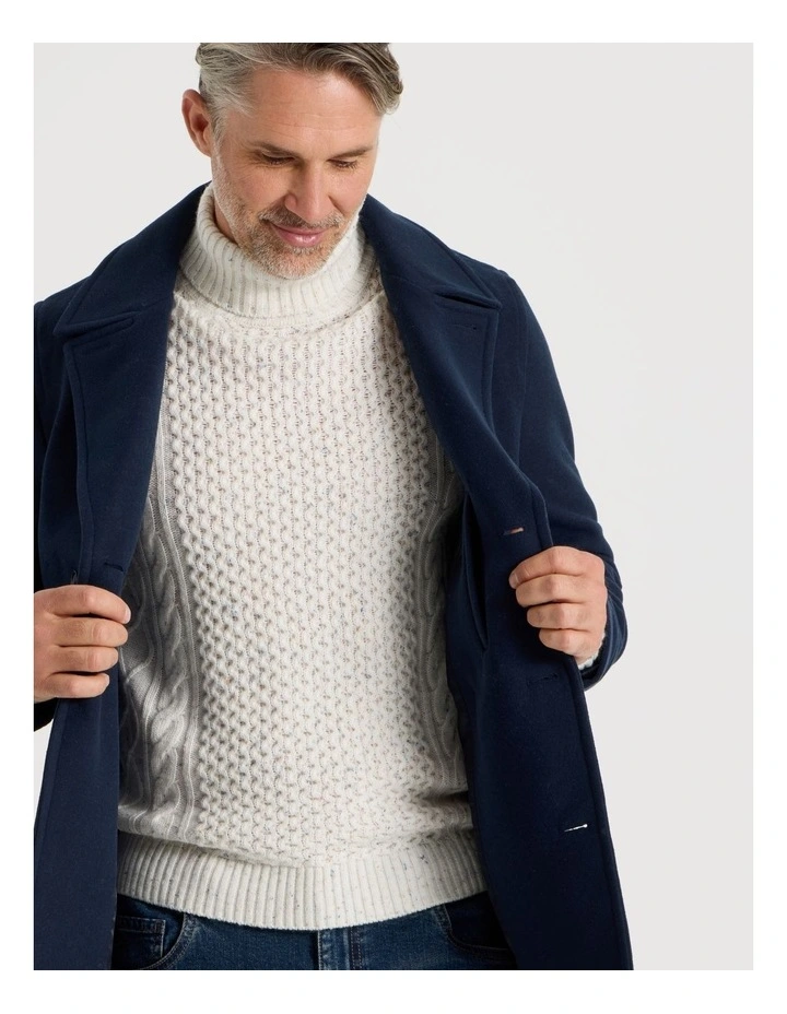 Roll Neck Cable Sweater in Bone image 6