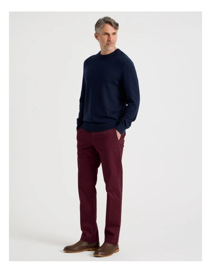 Crew Neck Cotton Cashmere Blend Knit in Navy image 4