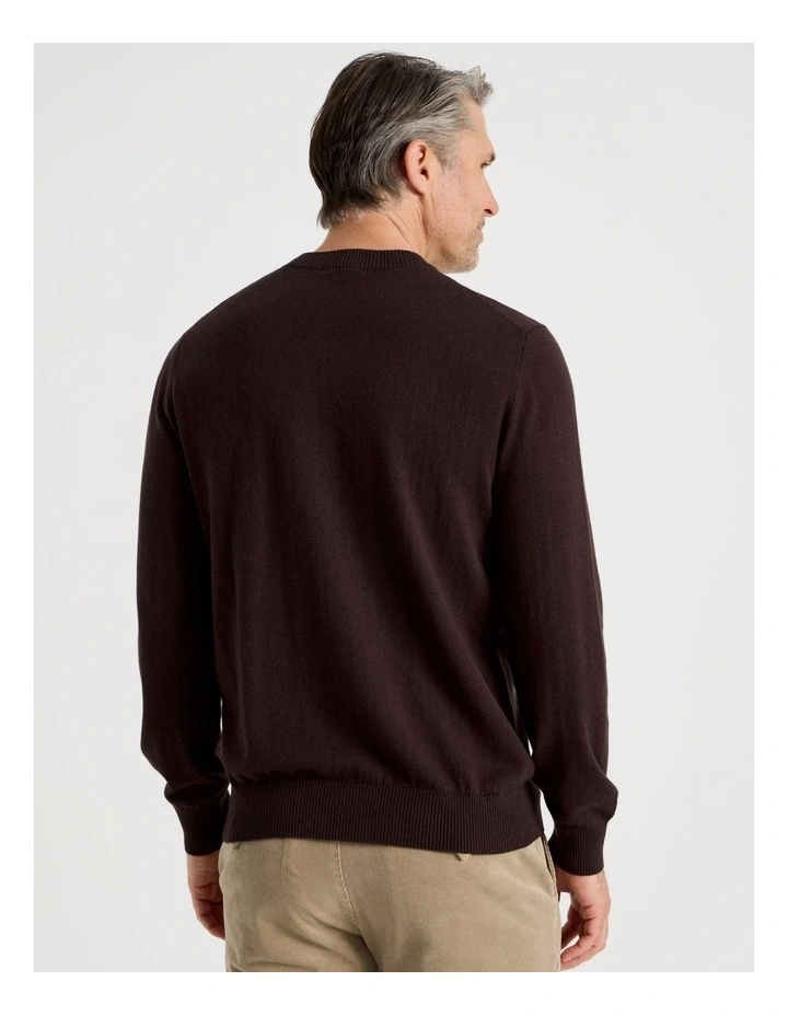 Crew Neck Cotton Cashmere Blend Knit in Brown image 5