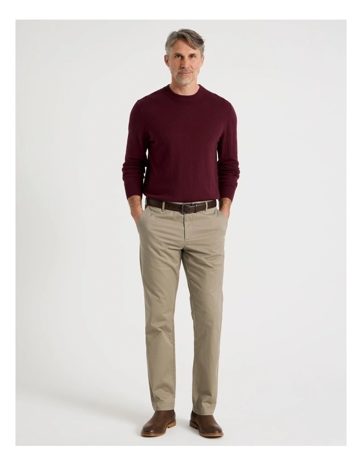 Crew Neck Cotton Cashmere Blend Knit in Burgundy image 4