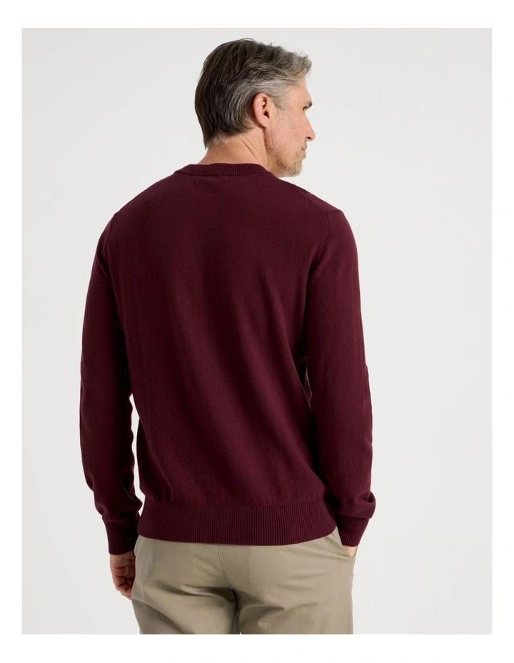 Crew Neck Cotton Cashmere Blend Knit in Burgundy image 7