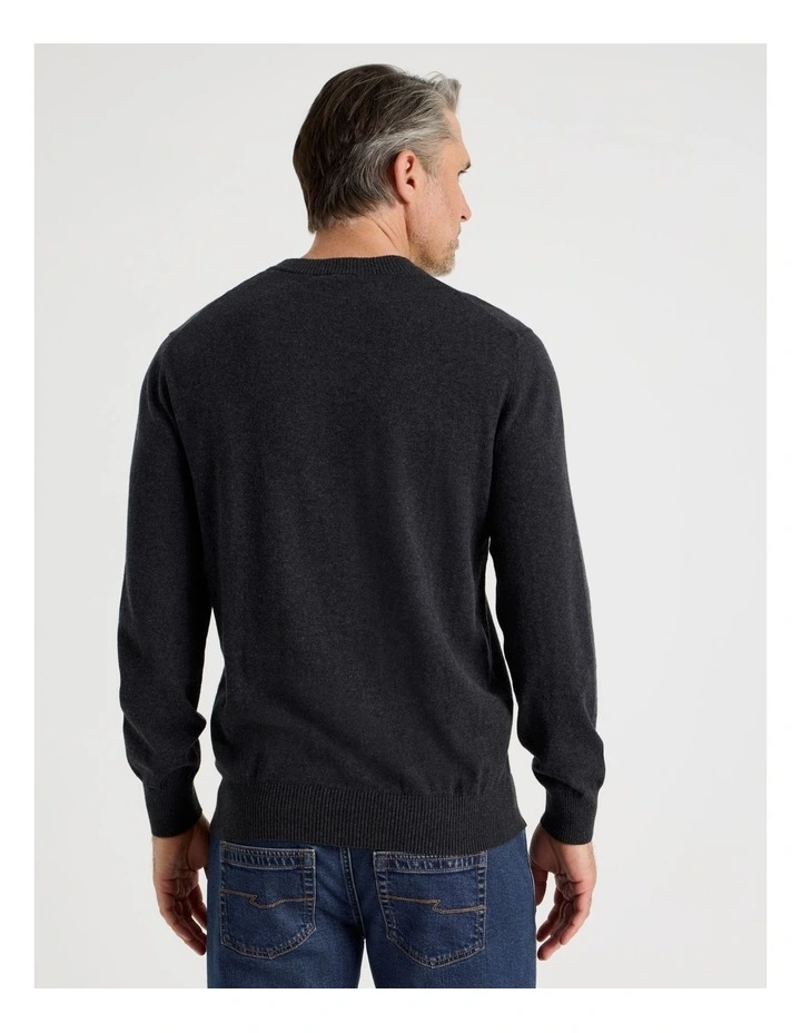 Crew Neck Cotton Cashmere Blend Knit in Charcoal image 6