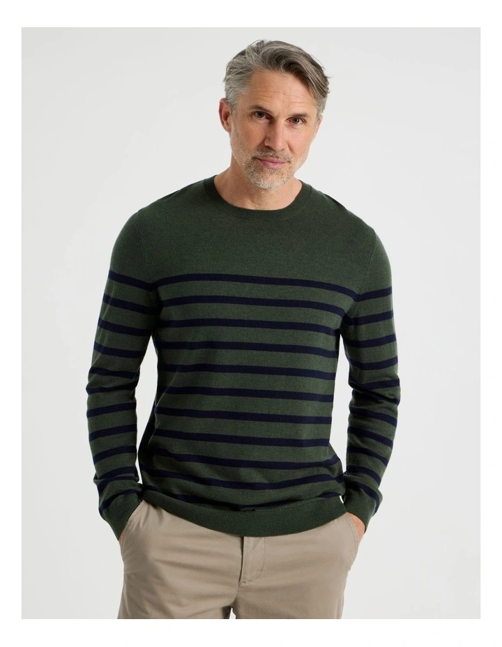 Striped Sweater in Khaki image 1