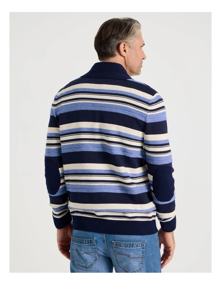 Shawl Collar Cardigan in Indigo Stripe image 6