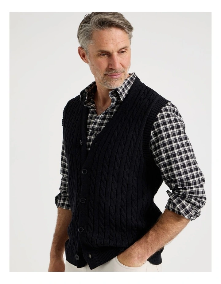 Sleeveless Cardigan in Black image 1