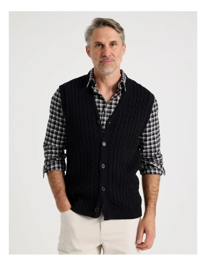 Sleeveless Cardigan in Black image 3