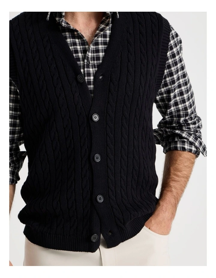 Sleeveless Cardigan in Black image 4