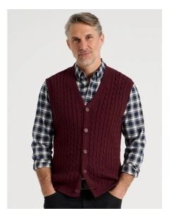 Sleeveless Cardigan in Burgundy