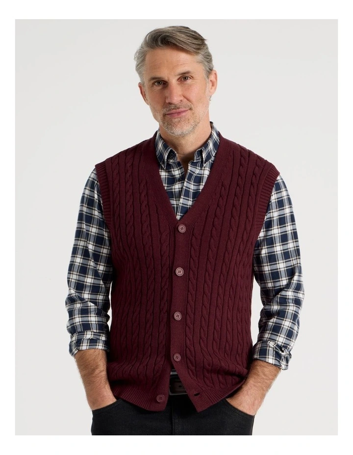 Sleeveless Cardigan in Burgundy image 1