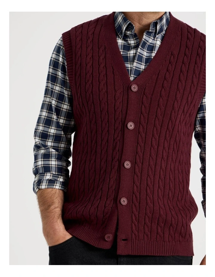 Sleeveless Cardigan in Burgundy image 3