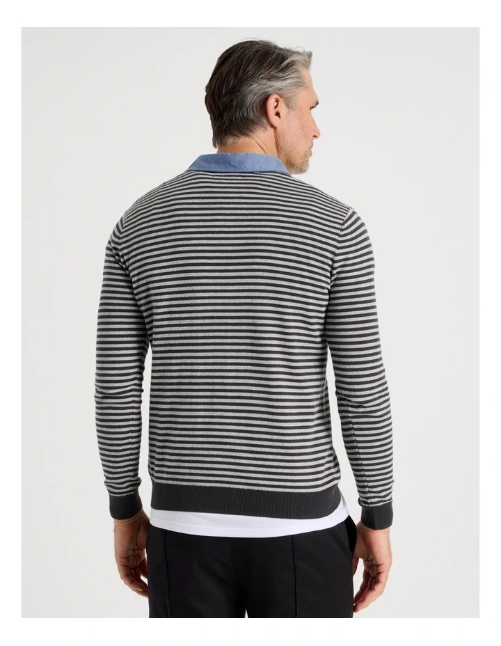 Knitted Rugby Polo in Grey image 5