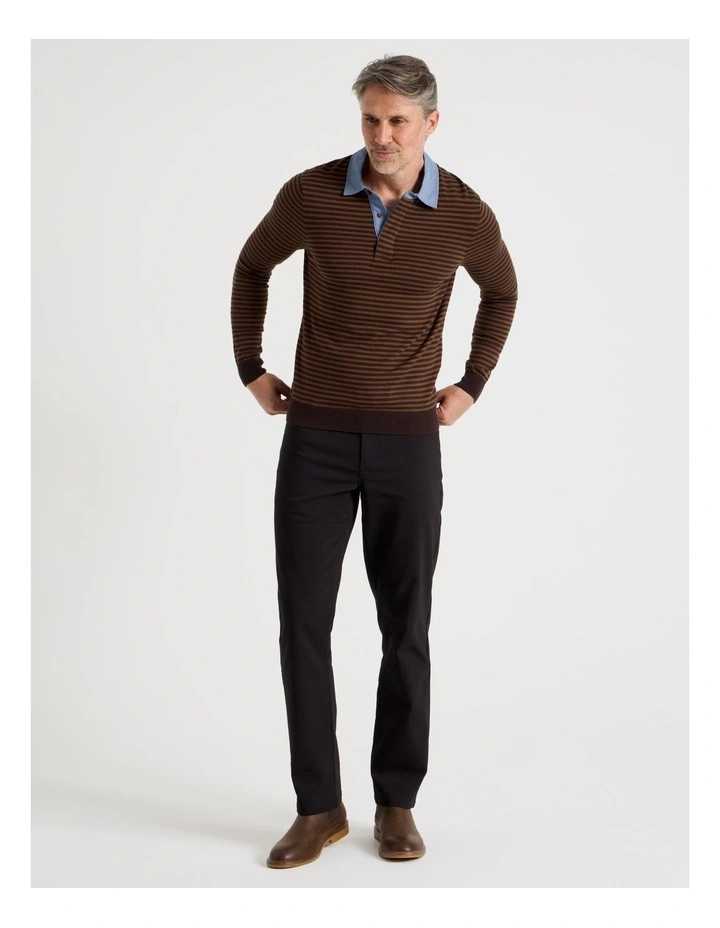 Knitted Rugby Polo in Camel image 2