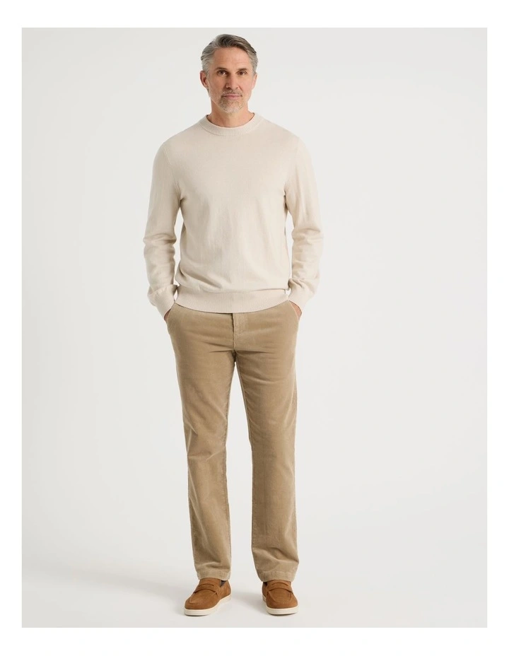 Crew Neck Cotton Cashmere Blend Knit in Bone image 2
