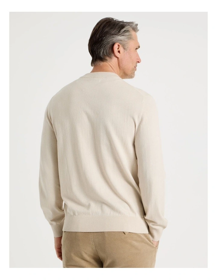 Crew Neck Cotton Cashmere Blend Knit in Bone image 6