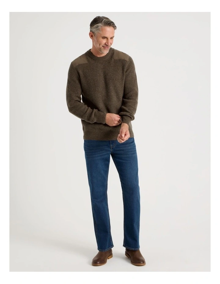 Crew Neck Shoulder Detail Ribbed Knit in Camel image 7